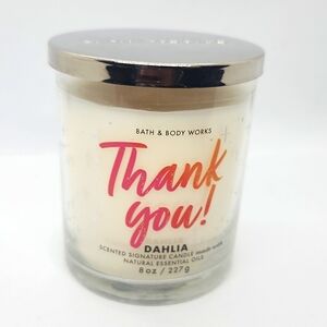 NEW Bath & Body Works Thank You! 8oz. Candle in the Scent Dahlia